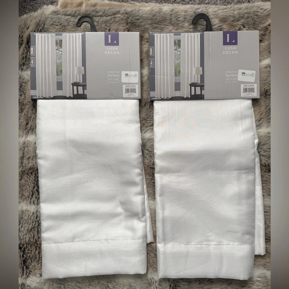 NWT Lush Decor Venetian Curtain White Window Panel for 84” x 54”, White 2 PACK